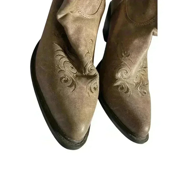 Roper Western Boots Women's 9 Scroll Tan Antiqued 09-021-1556-0733 TA Cowgirl - Picture 2 of 8